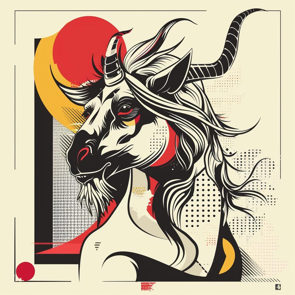 mythical  creature  hybrid  goat  graphic  design  fantasy  unique  halftone  art 939536