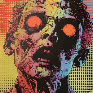 zombie  walkingdead  halftone  dotart  linoprint  black  white  illustration  poster  art 1071693