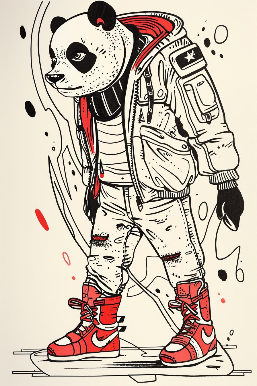 panda  streetwear  jacket  boots  dynamic  fashion  illustration  urban  cool  playful 938798