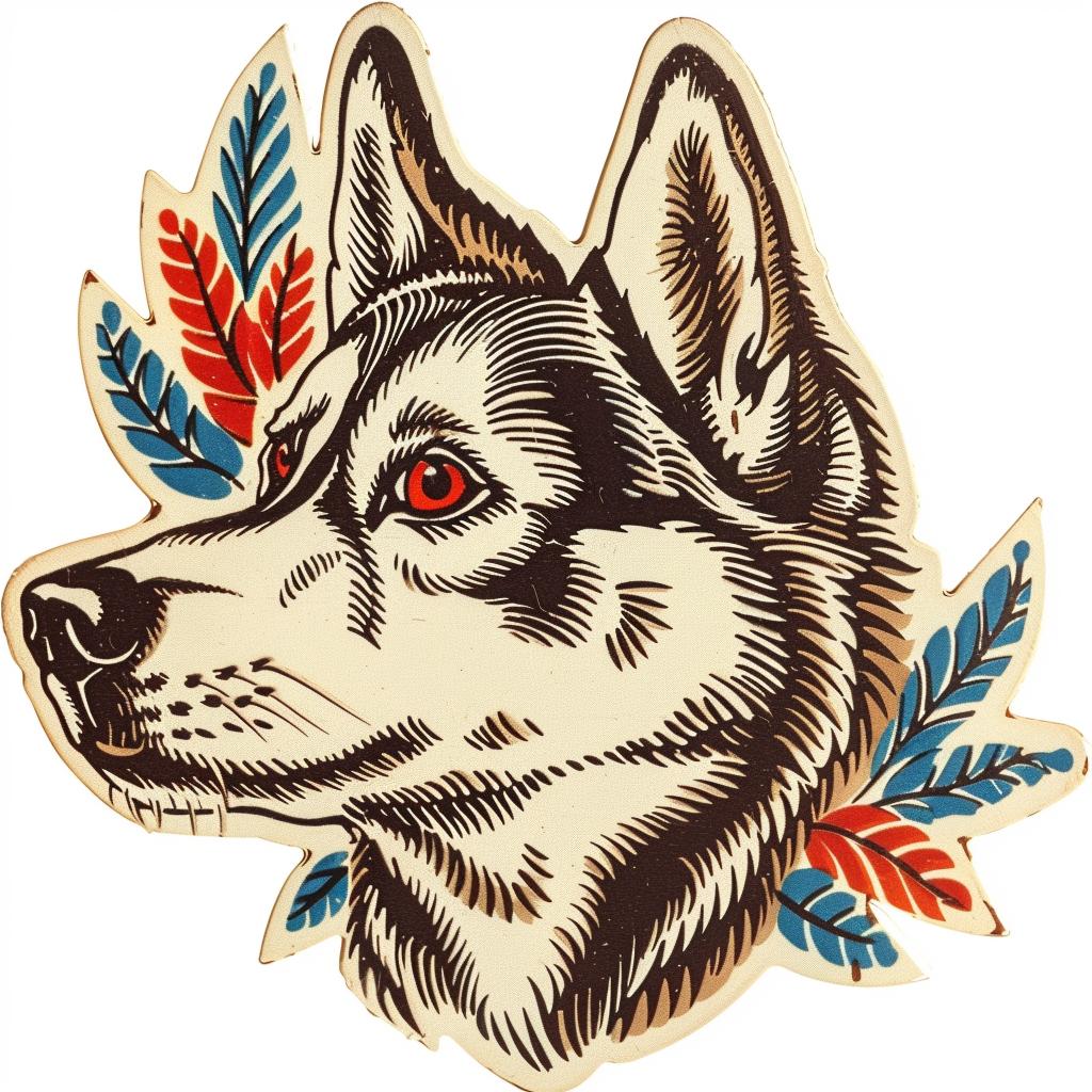 husky  dog  tattoo  style  drawing  leaves  animal  portrait  pet  art 943071