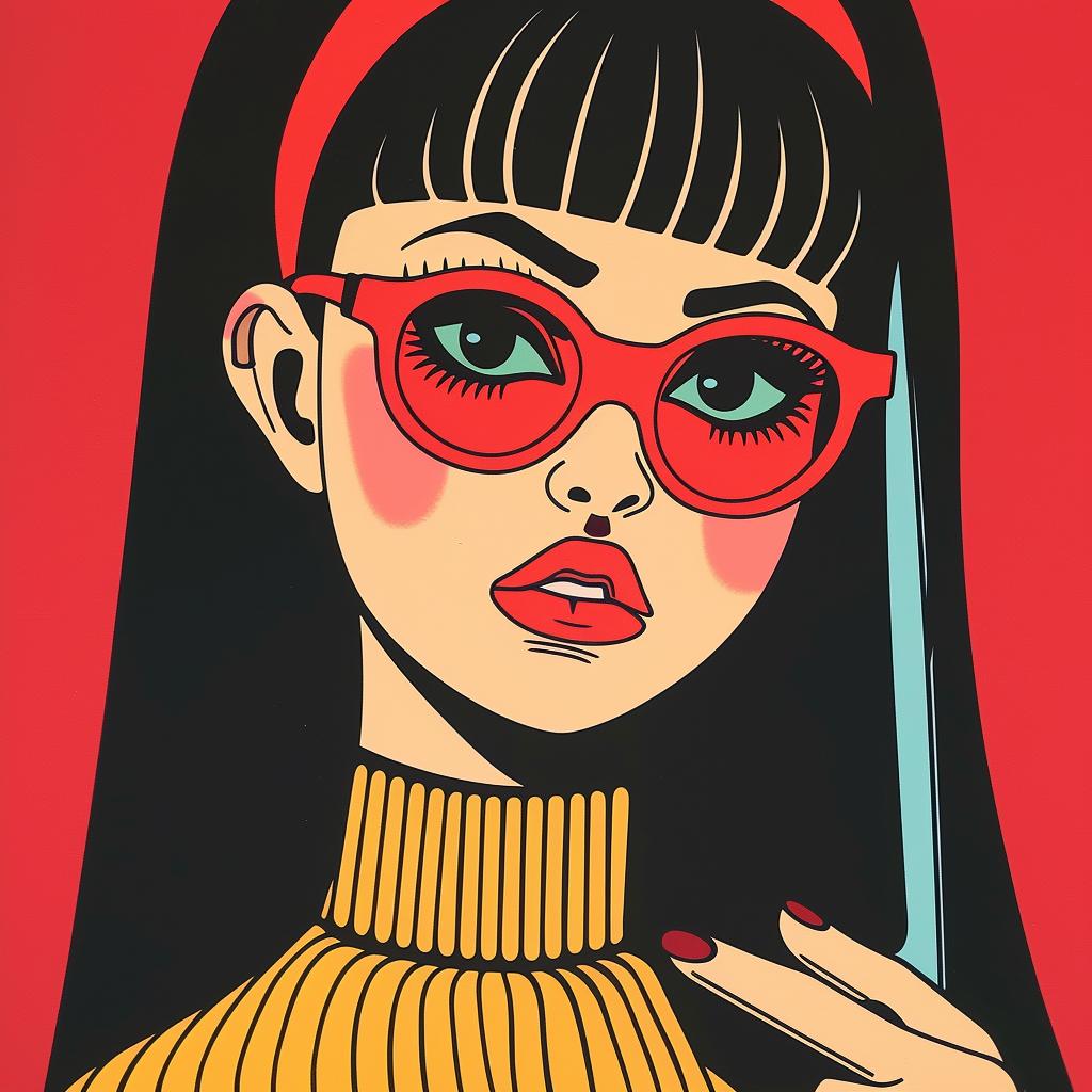 illustration  pop  girl  knife  glasses  colorful  stylized  fun  bold  playful 943779