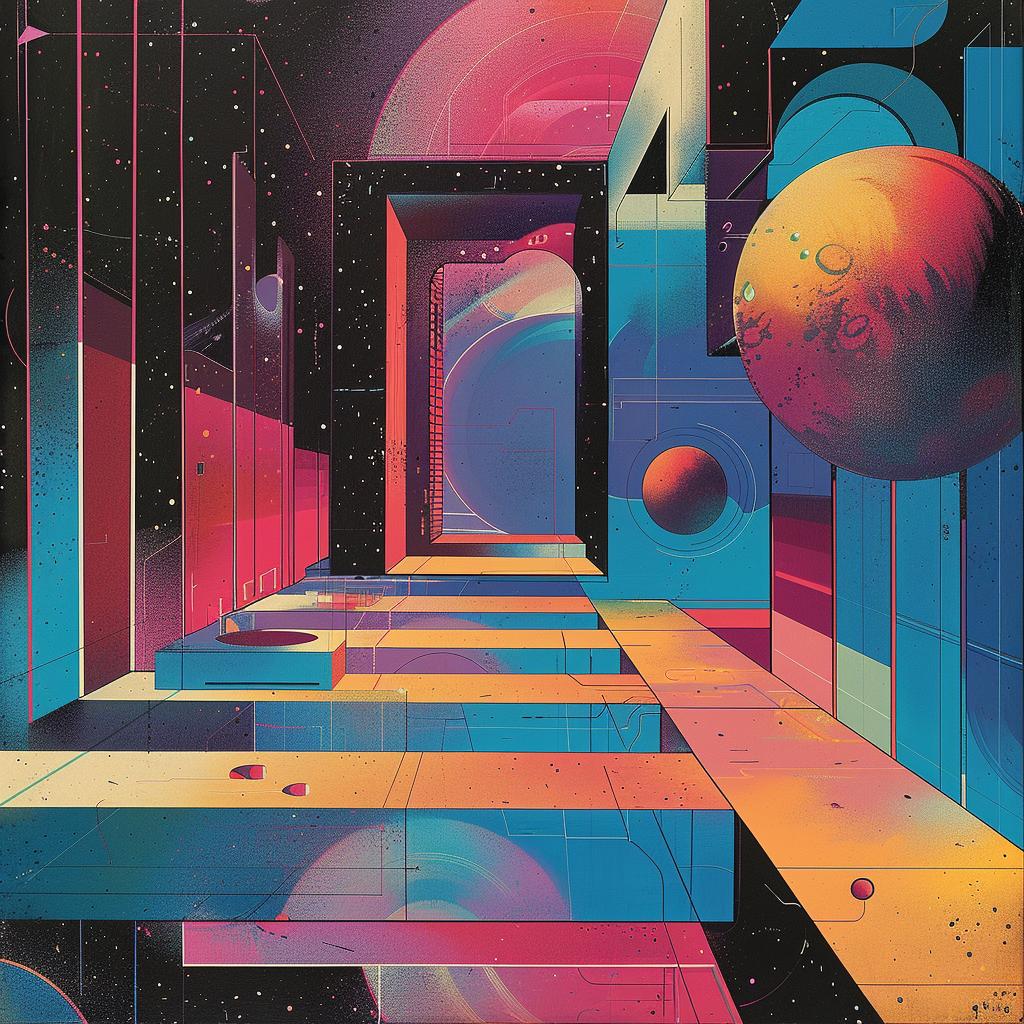 painting  space  planets  objects  1980s  trippy  geometric  electro  synthwave  colors 960757