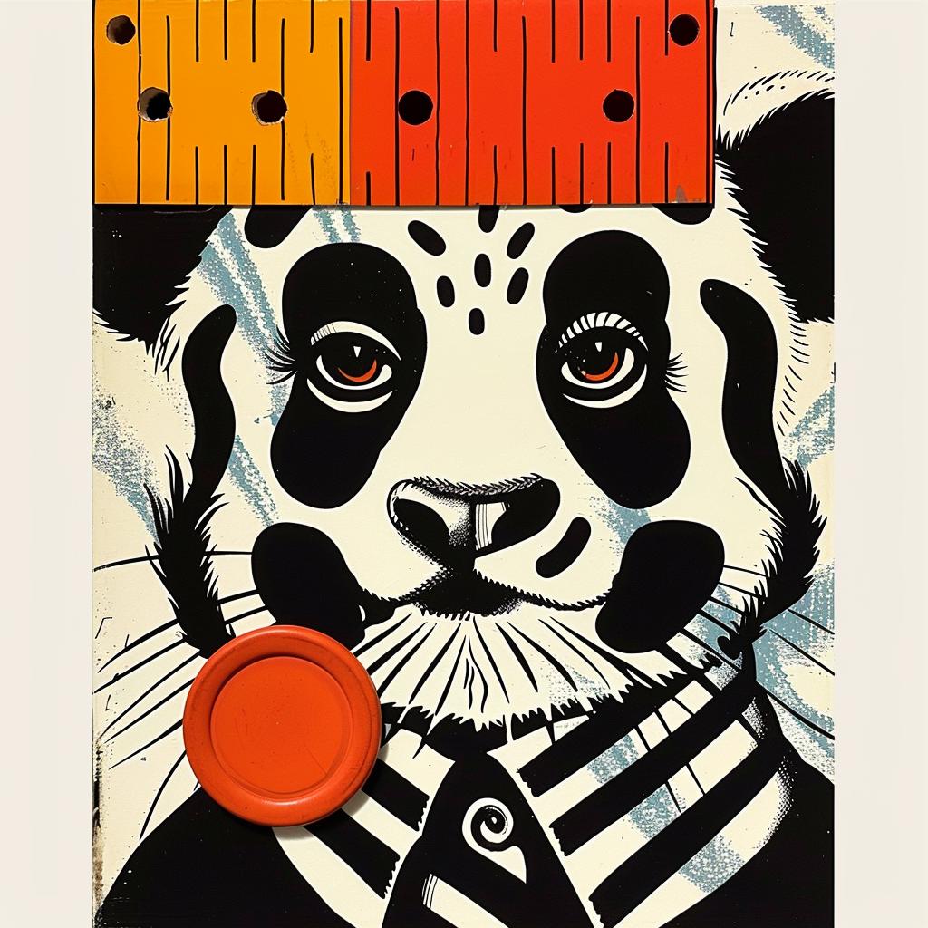 panda  ruler  bear  whimsical  cute  illustration  art  colorful  playful  creative 1020498
