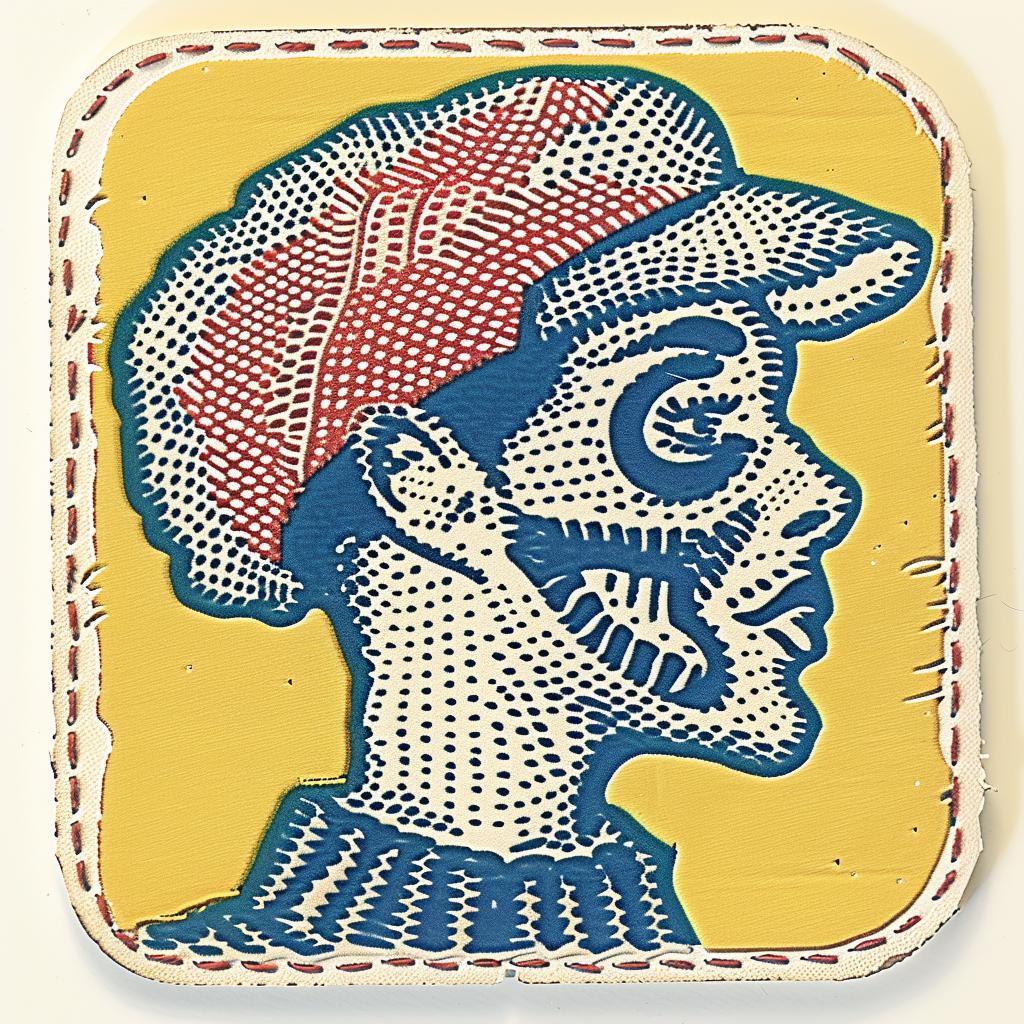 surreal  album  cover  screenprinting  hyper-realistic  wooden  coaster  man  hat  sunglasses 960337