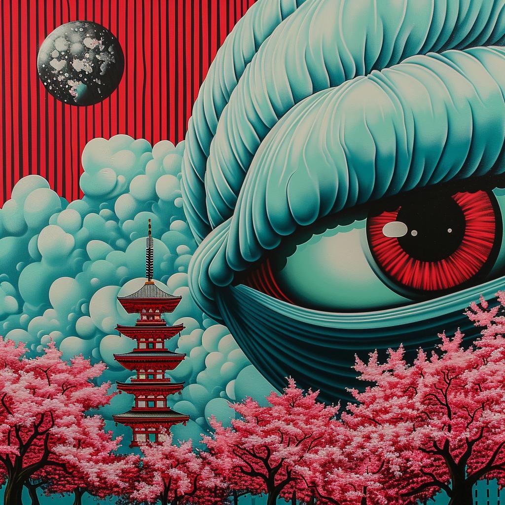 eye  pagoda  streetart  graffiti  symmetrical  bold  floral  elements  colorful  design 945341
