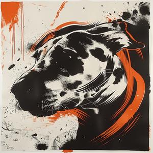 screenprint  dog  black  orange  white  illustration  canine  art  colorful  print 1047831