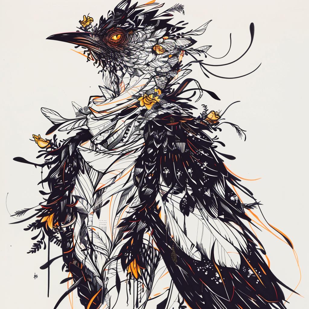 mythical  creature  bird  flowers  fantastical  unique  hybrid  nature  artistic  design 952575