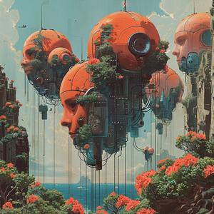 art  print  spheres  floating  orange  abstract  colorful  illustration  design  surreal 1060120