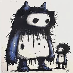 رسم طفل وحش خيالي، رسم توضيحي لشخصية فنية، سرد إبداعي 1073486