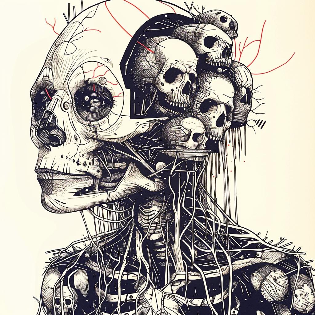 surreal  pandas  ominous  occult  skeleton  bones  drawing  SimonStalenhag  adolphGottlieb  art 939401