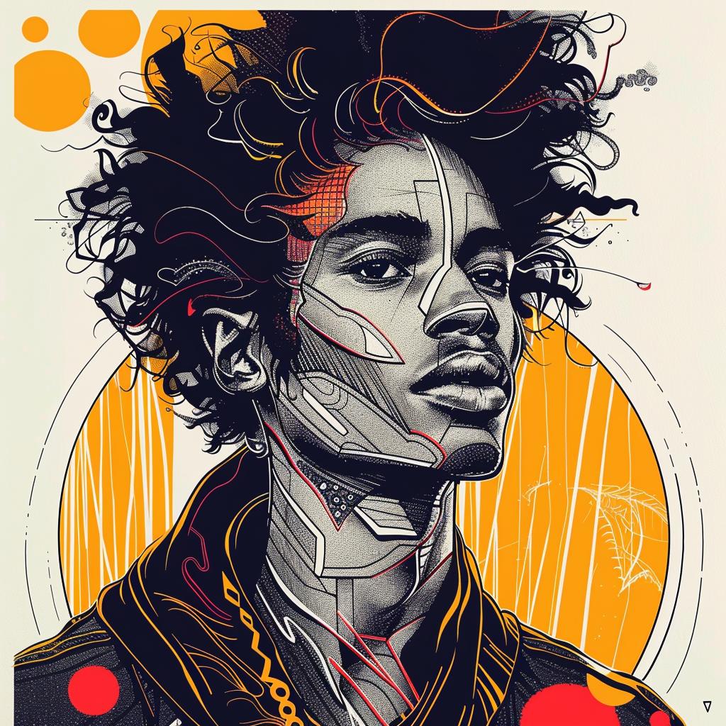poster  man  curly  hair  art  design  illustration  colors  style  background 937988
