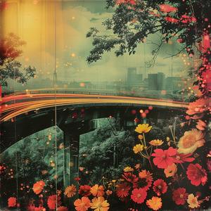 bridge  flowers  city  skyline  painting  chromolithography  color  urban  landscape  art 1050595
