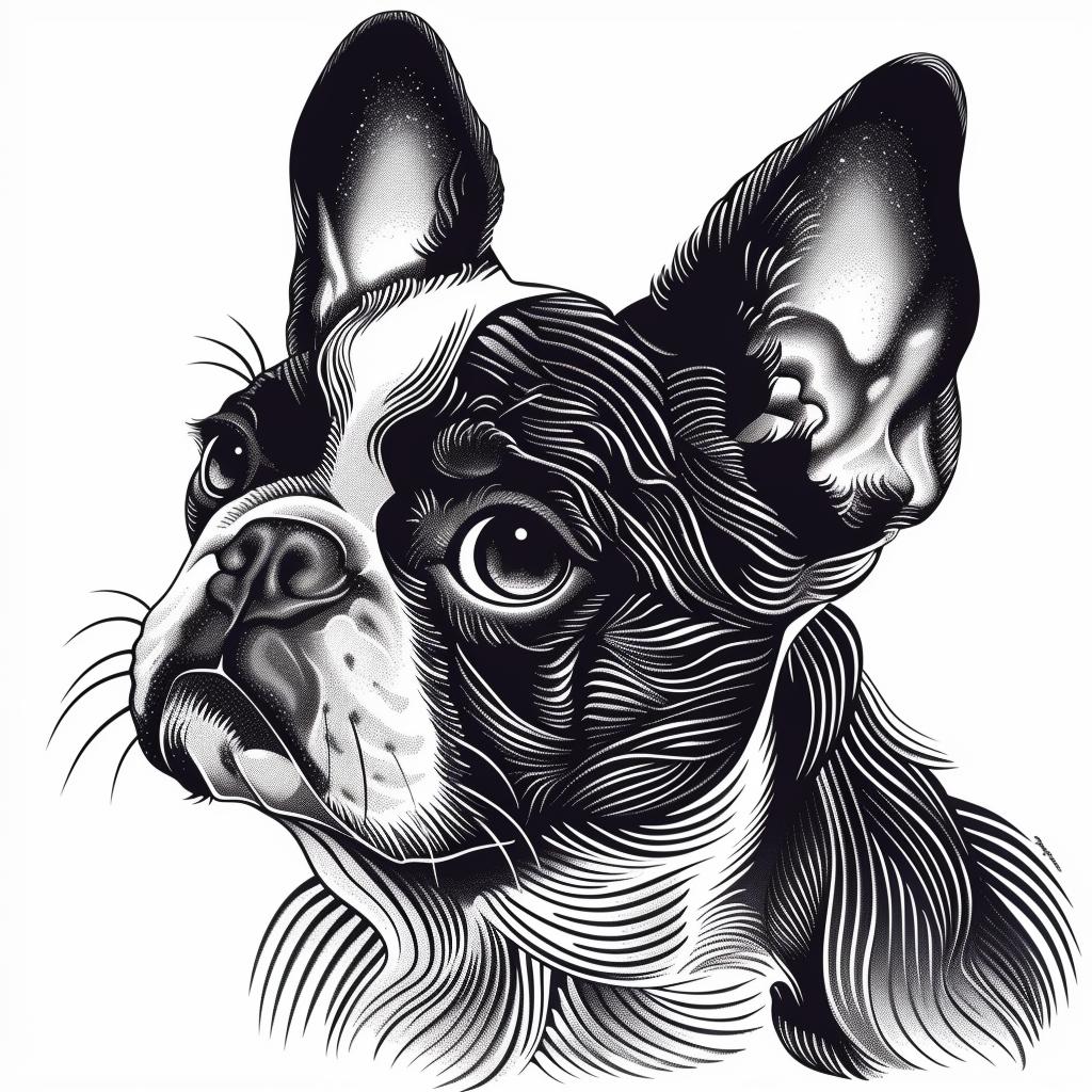 dog  drawing  bulldog  black  white  portrait  artwork  canine  stylized  pet 942721