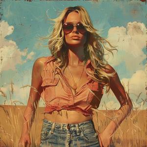 country  music  album  cover  woman  jeans  shirt  field  landscape  style 1063078