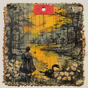 woman  duck  pond  painting  chromolithography  nature  water  artwork  scene  colorful 1048268