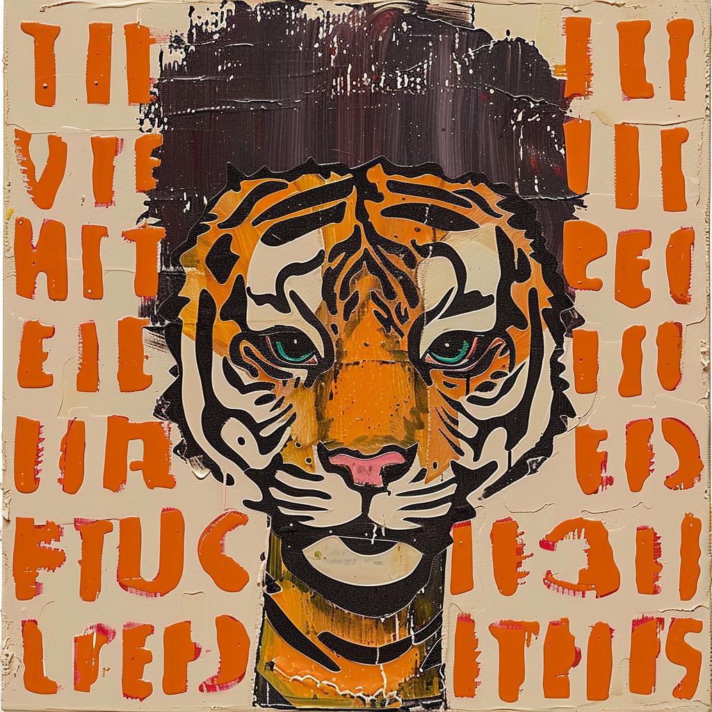 tiger  painting  encaustic  palette-knife  impasto  colorful  animal  vivid  art  expressionist 950316