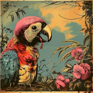 parrot  colorful  branch  forest  nature  wildlife  vibrant  chromolithography  bird  flora 1050901