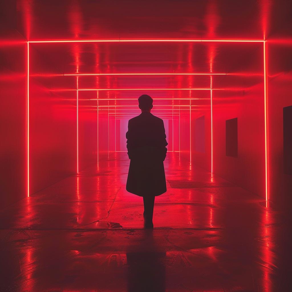 creative  surreal  album  cover  man  walking  neon  tunnel  lights  red 976465