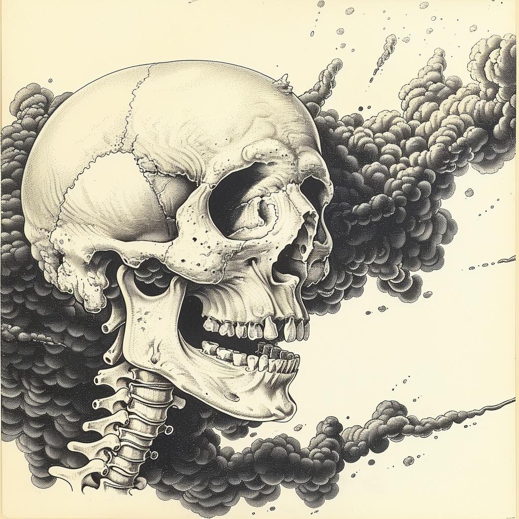 navy  cream  album  cover  skull  Paul  Pope  smoke  drawing  dark 916052