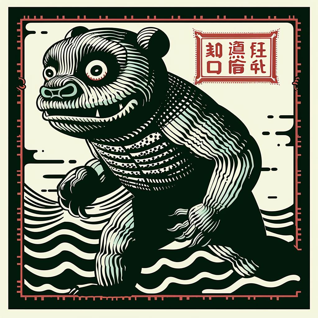 bear  water  poster  creature  Japanese  artwork  design  chromolithography  graphic  nature 946139