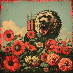 bear  flowers  painting  nature  vibrant  colorful  wildlife  art  botanical  chromolithography 1059900
