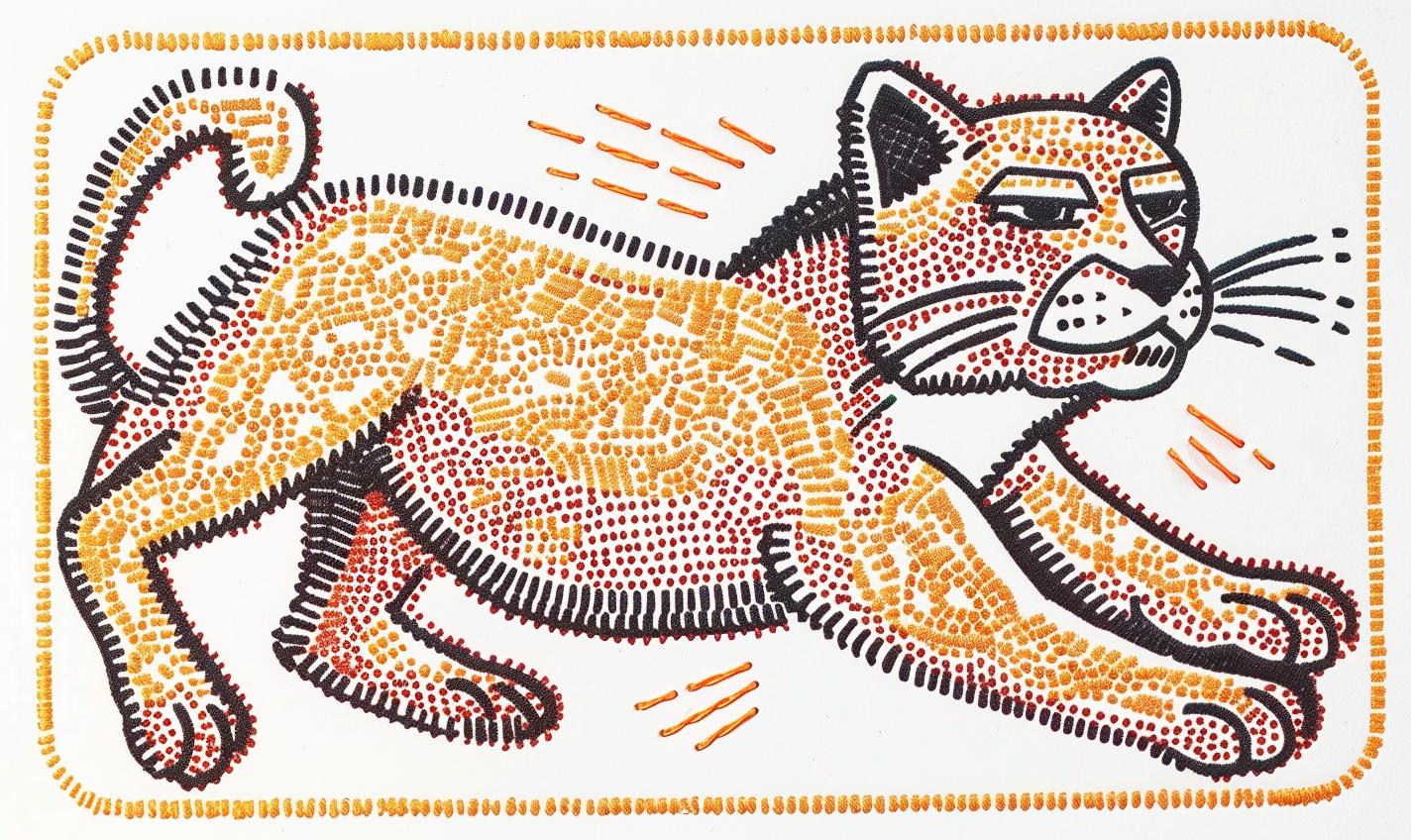 cat  drawing  dots  minimal  stitch  chenille  patch  streetwear  colorful  white 961082