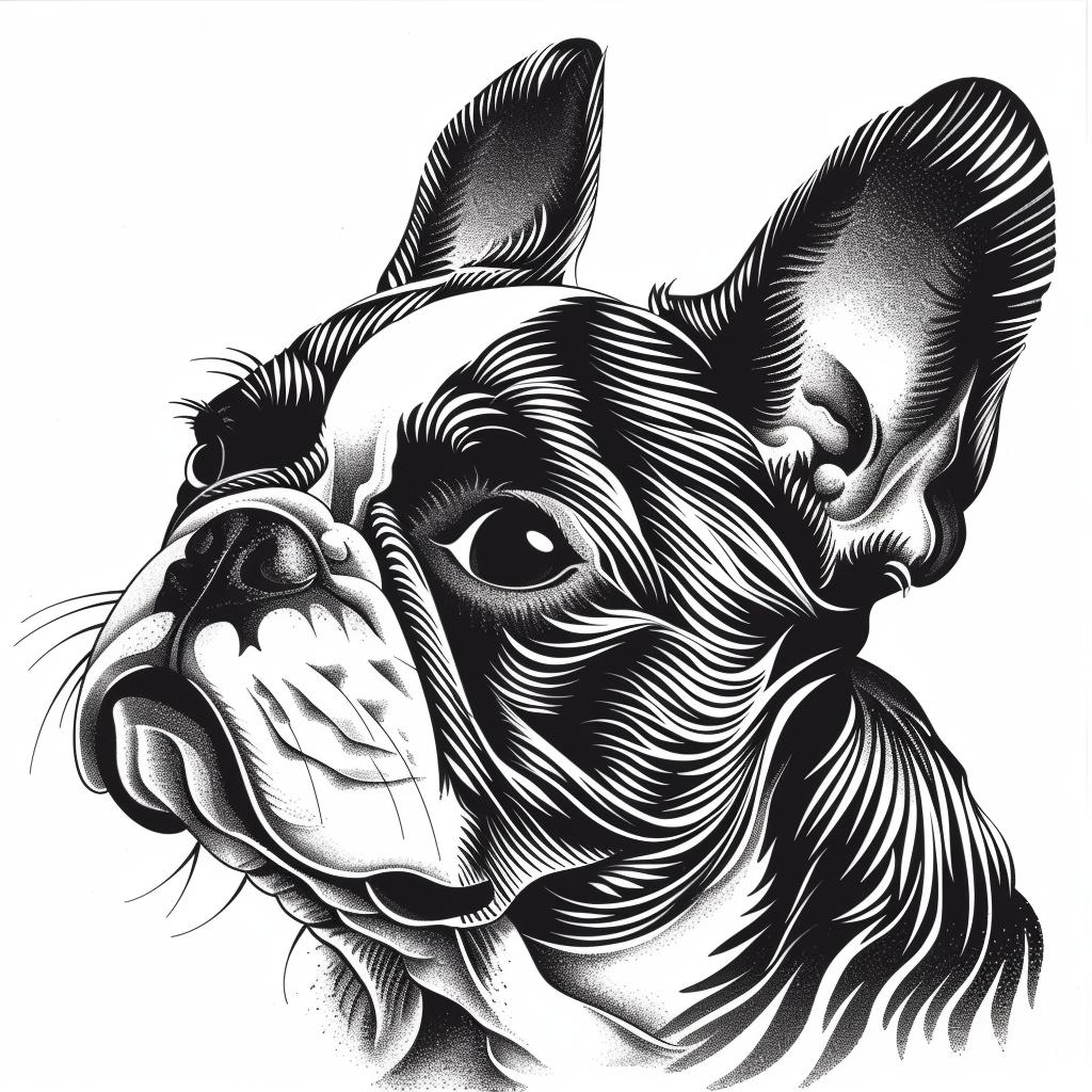 dog  drawing  bulldog  black  white  portrait  artwork  canine  stylized  pet 942724