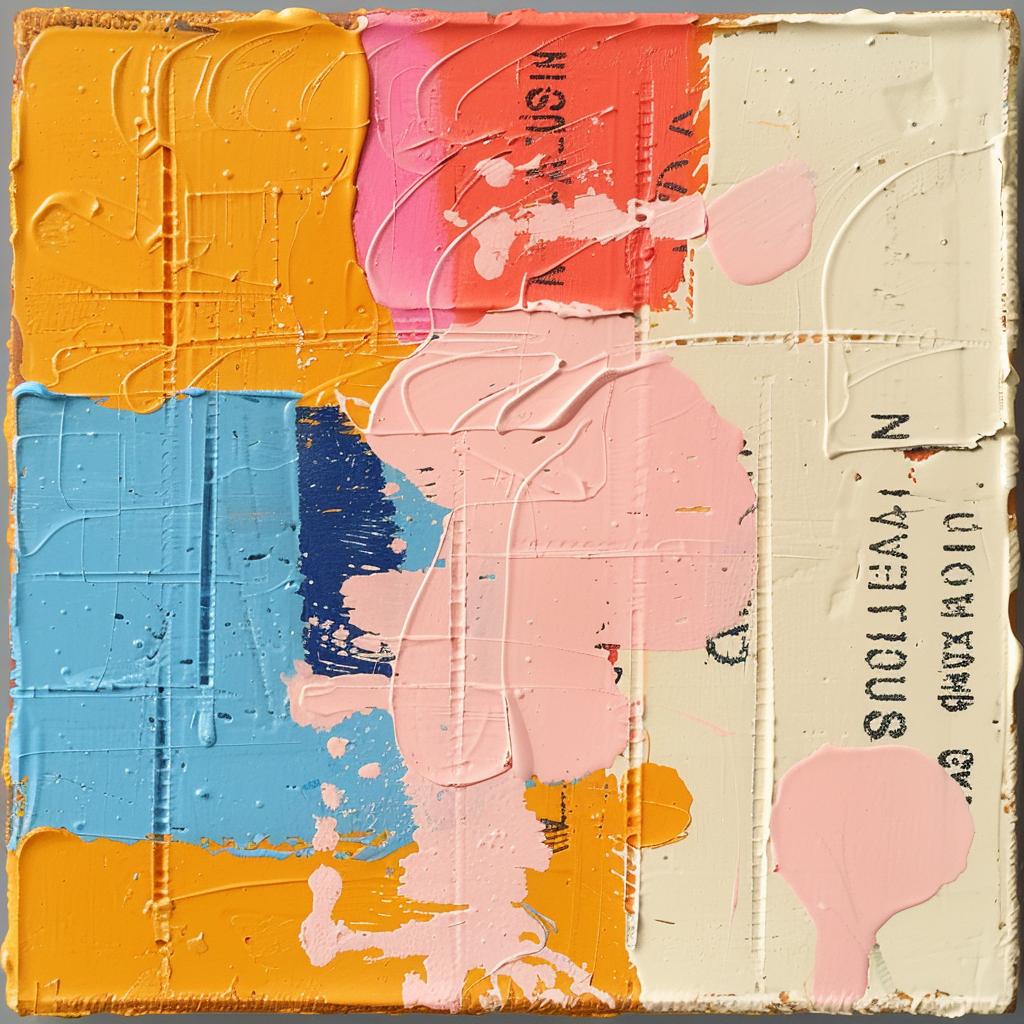 encaustic  paint  abstract  vibrant  colorful  orange  pink  blue  yellow  artwork 1016369