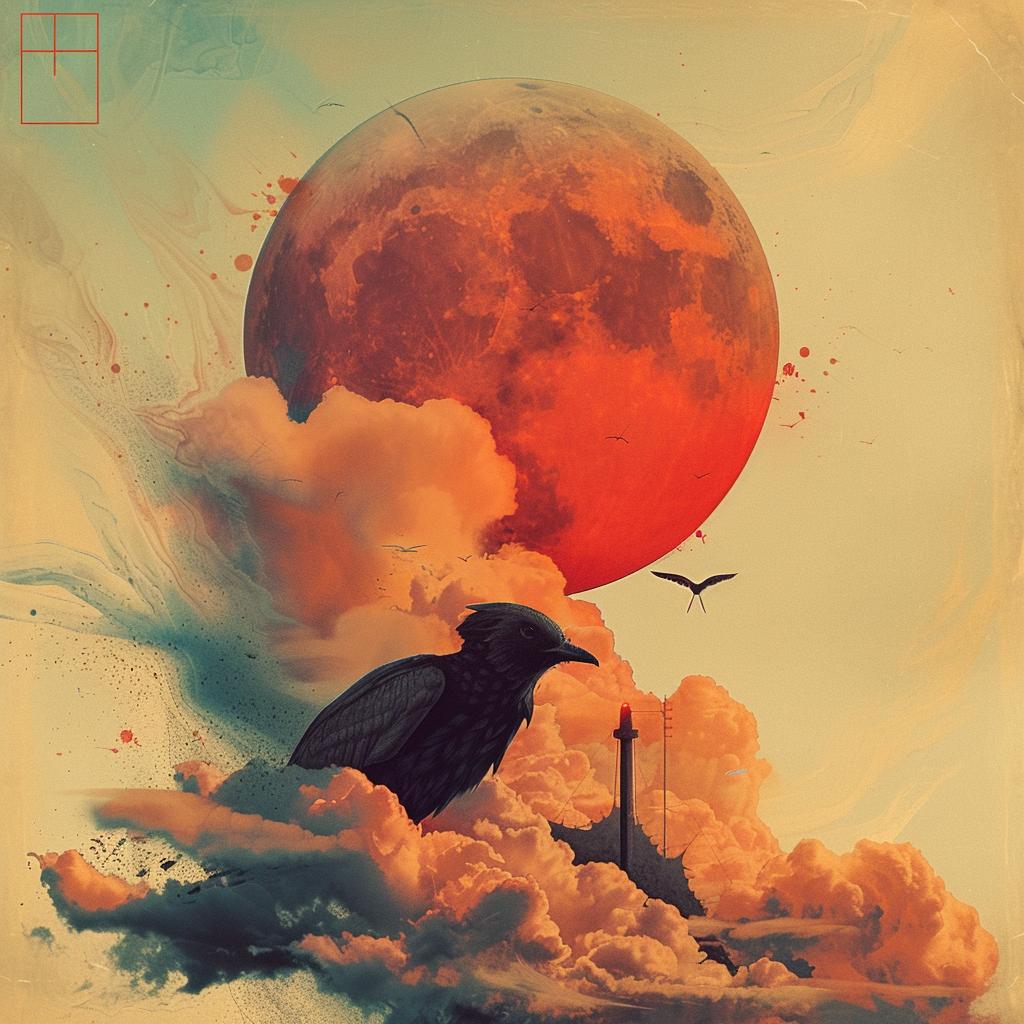 crow  cloud  moon  red  surreal  dreamy  detail  album  fantasy  night 964589