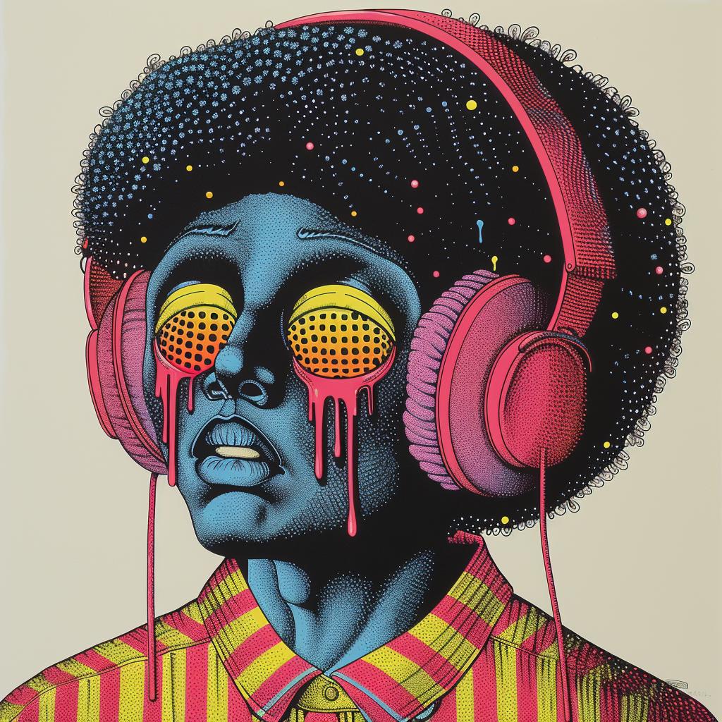 PopArt  DJ  painting  headphones  afro  makeup  colorful  modern  music  portrait 917134