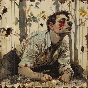 painting  man  blood  face  chromolithography  dramatic  emotional  gritty  visual  character 1054258