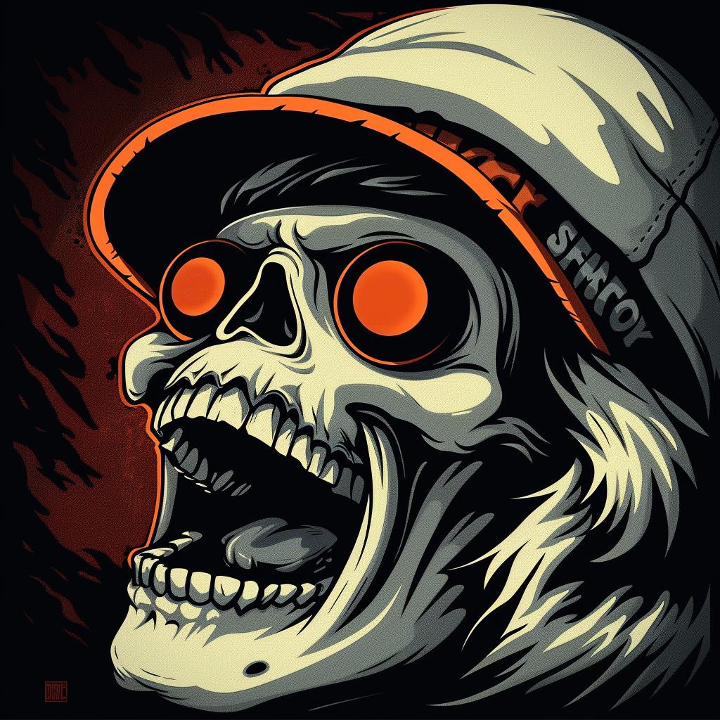 skull  hat  orange  screaming  eyes  dark  illustration  gothic  unique  creepy 940180