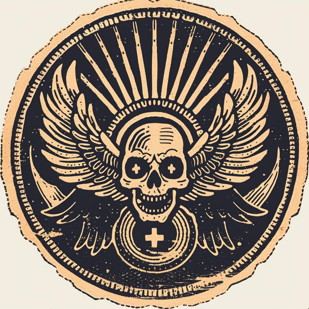 badge  design  skull  wings  cross  provocative  spiritual  dark  occult  symmetrical 933431