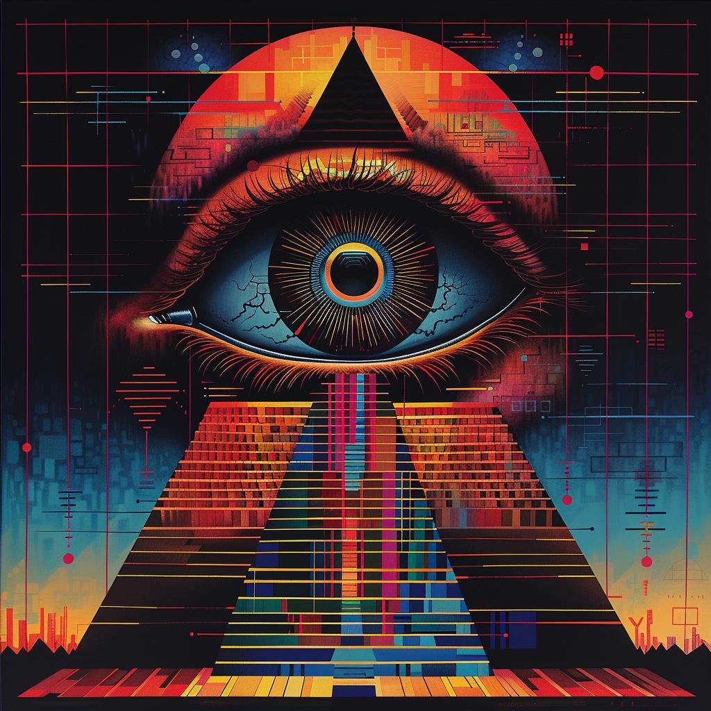 Retro  Sci-fi  Gouache  Illuminati  Pyramid  Cubist  Glitch  Cyberpunk  Poster  Xerox 922429