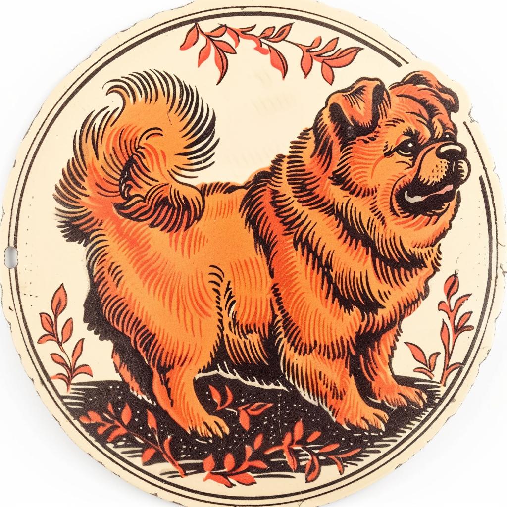 chow  chow  dog  vintage  tin  sign  cute  white  illustration  background 942744
