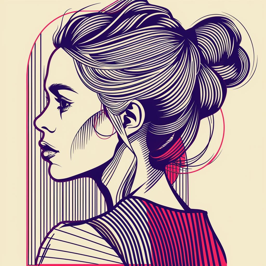 Pop  Art  blonde  woman  bun  vector  illustration  modern  portrait  stylized 936956