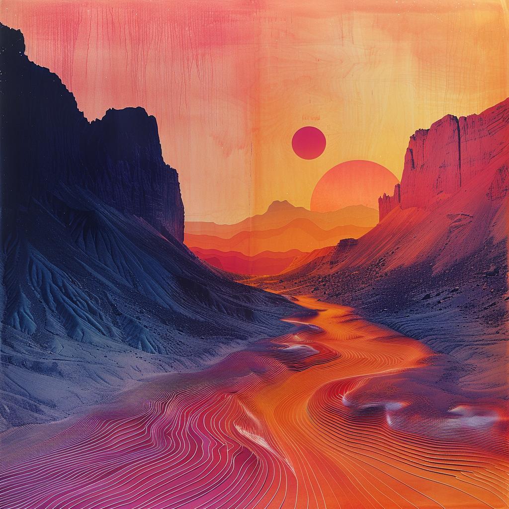 pulsar  waves  desert  orange  red  suns  Ed Ruscha  natural  lighting  landscape 1026504