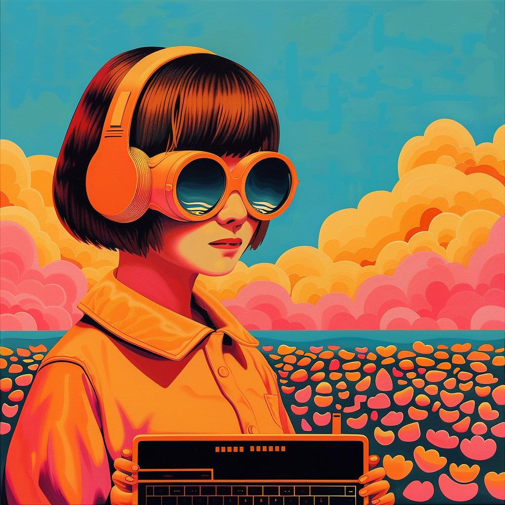 girl  headphones  laptop  orange  digital  contemporary  vibrant  youthful  playful  colorful 966509