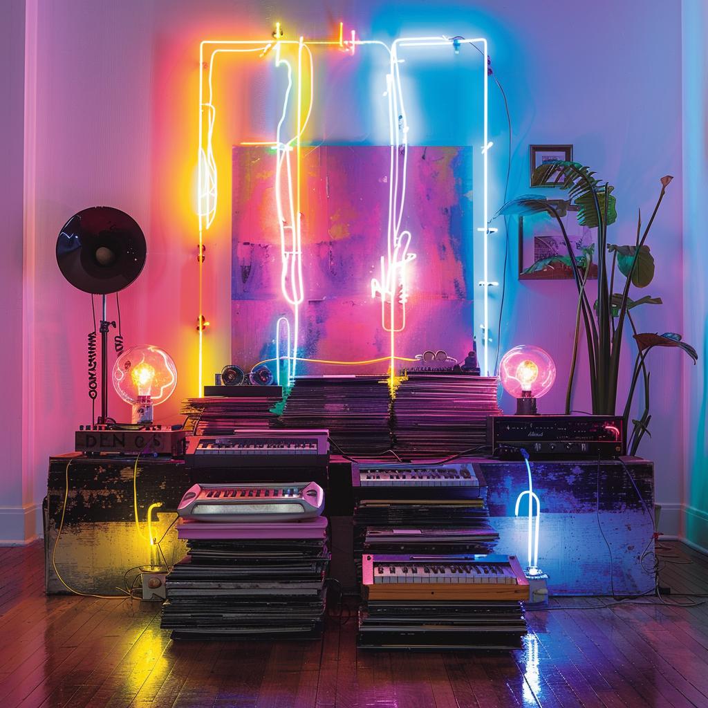 surreal  neon  lights  piano  room  art  colorful  creative  design  space 962568