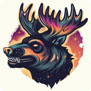 moose  head  horns  stars  illustration  nature  wildlife  decorative  art  chromolithography 1049086
