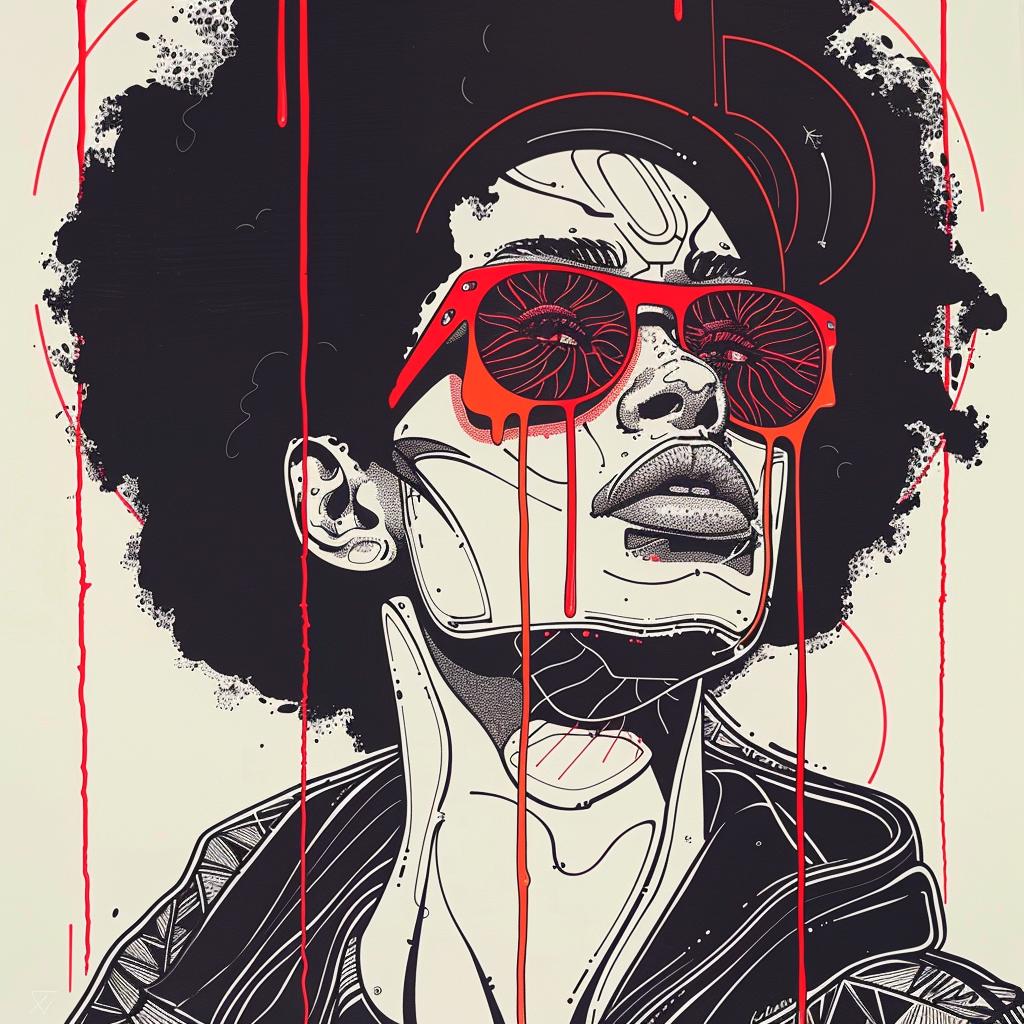 Pop  Art  DJ  African-American  model  four  eyes  sunglasses  Troy  makeup 939206