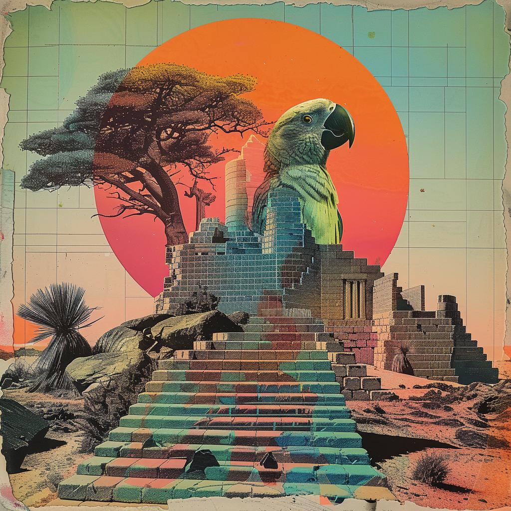 رسم هرمي طائر بالألوان الحجرية، عمل فني رمزي، تصوير علوي، تصميم توضيحي متعدد الطبقات، 959756