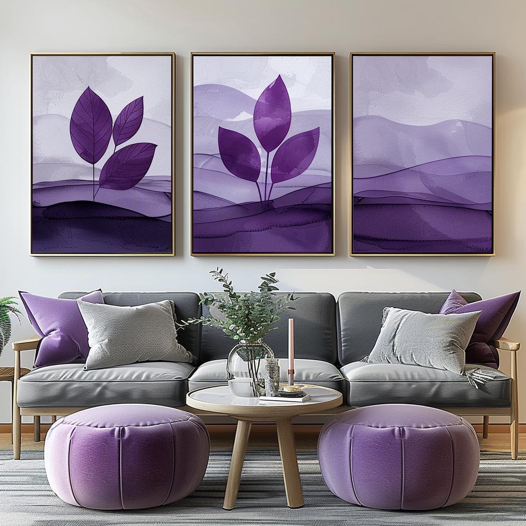 Boho  art  leaves  purple  plant  abstract  simple  clean  living  room 1032679