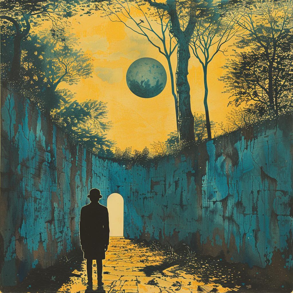 album  art  Risograph  horror  Magritte  Mitsumasa  Anno  moon  night  vision 1019990