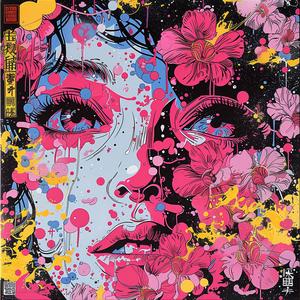 creative  album  cover  flowers  pink  yellow  surreal  Risograph  artistic  symbolist 1077915