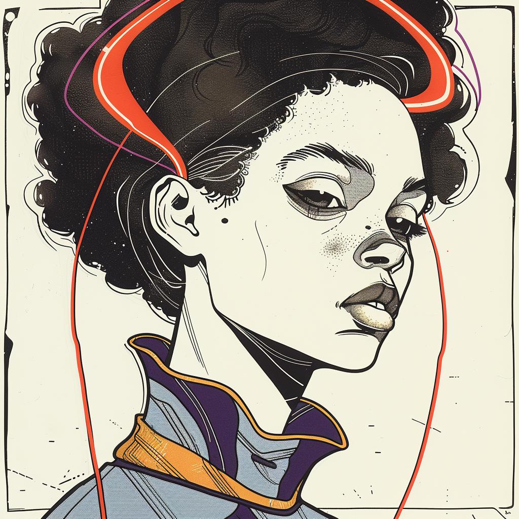 Pop  Art  African-American  female  headphones  drawing  minimal  style  curly  hair 938118