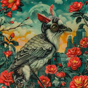 bird  roses  chromolithography  romantic  floral  vibrant  nature  colorful  symbolic  serene 1037824