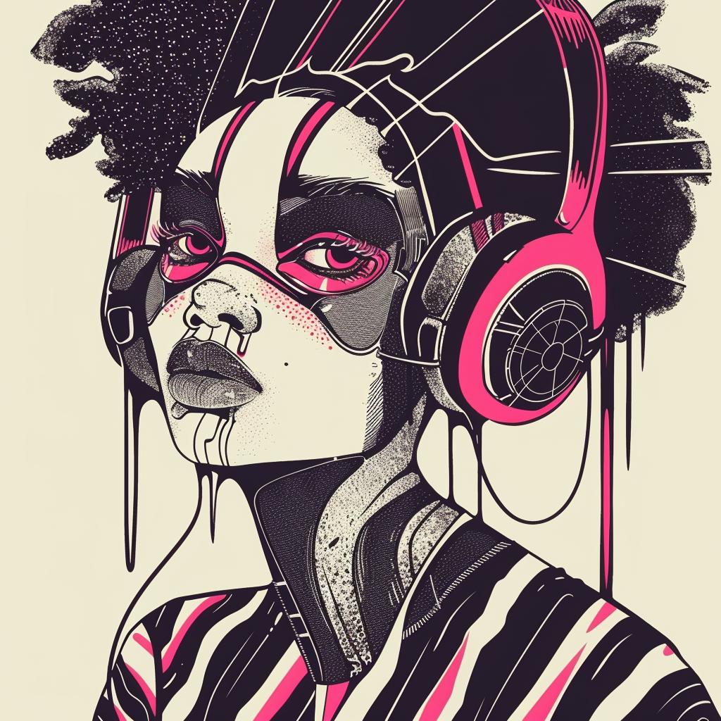 Pop  Art  DJ  afro  headphones  makeup  drawing  woman  art  illustration 939142