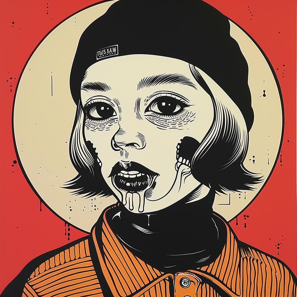 poster  girl  hat  black  shirt  illustration  character  fashion  art  style 966939