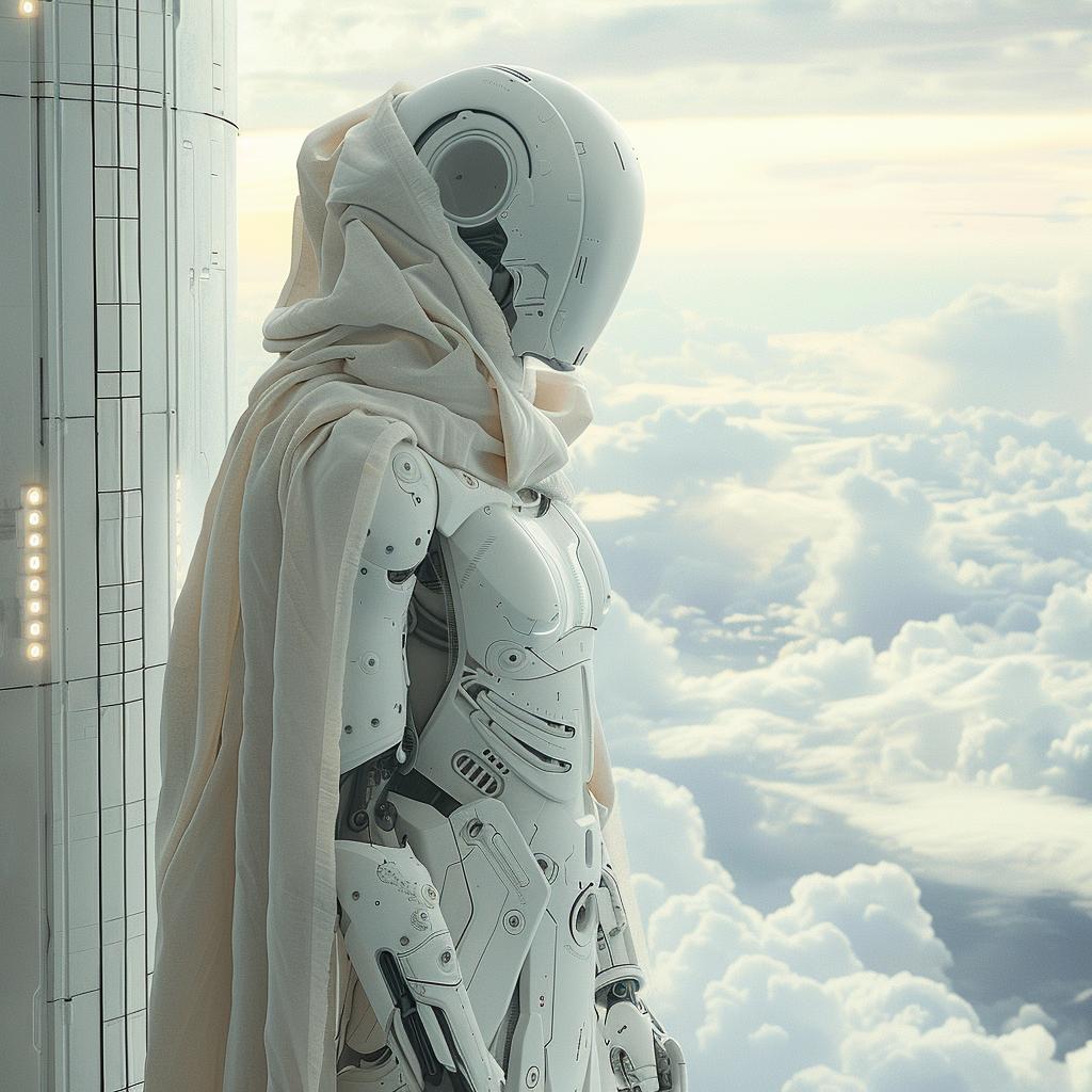 صورة سريالية، سايبورغ، مستقبلية، غيوم، أنمي، روبوت، ملابس تقنية، مدينة، فن، 1028916
